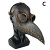 A black plague doctor bird mask with a long beak and round eye holes.