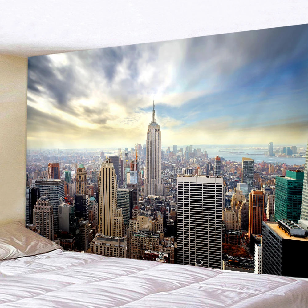 New York City Night View Tapestry Wall Hanging