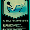 A vintage print listing various TV Girl and Negative Gemini music releases and dates.