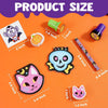 A collection of Halloween-themed stationery items including a purple ghost, a green cylinder, and various skull and cat shape