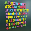 A colorful set of magnetic alphabet letters arranged in rows for educational play