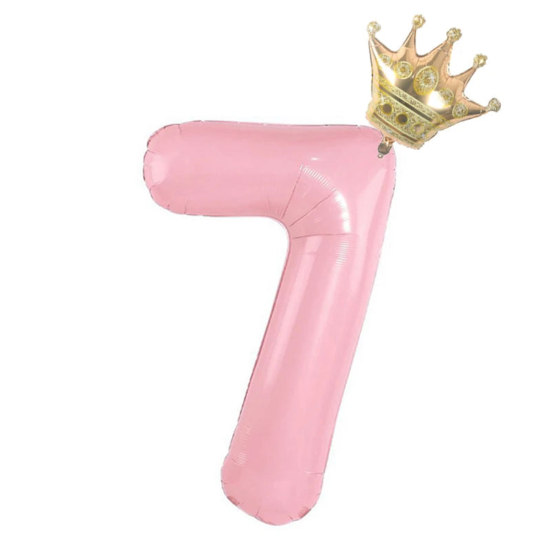 Pastel Pink Foil Number Balloons (0-9) for Birthday Party Decorations