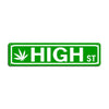 A green rectangular highway sign with the text HIGH ST on it.
