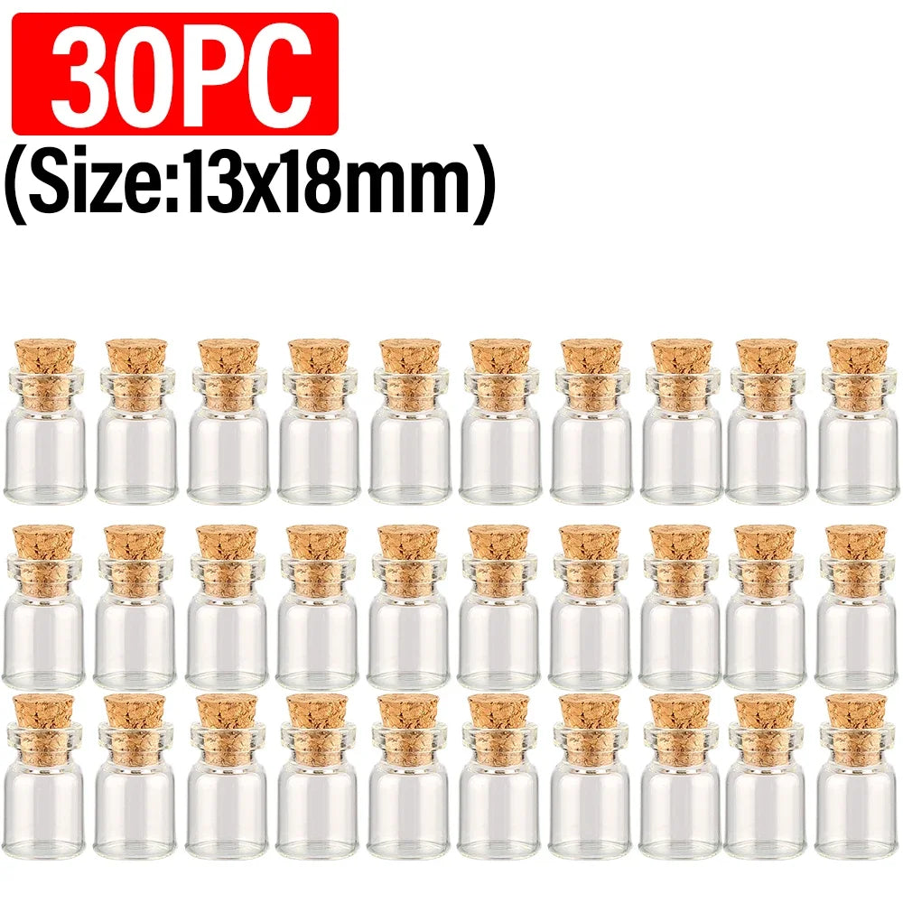 Mini Clear Glass Bottles with Cork Stoppers for DIY Crafts and Storage