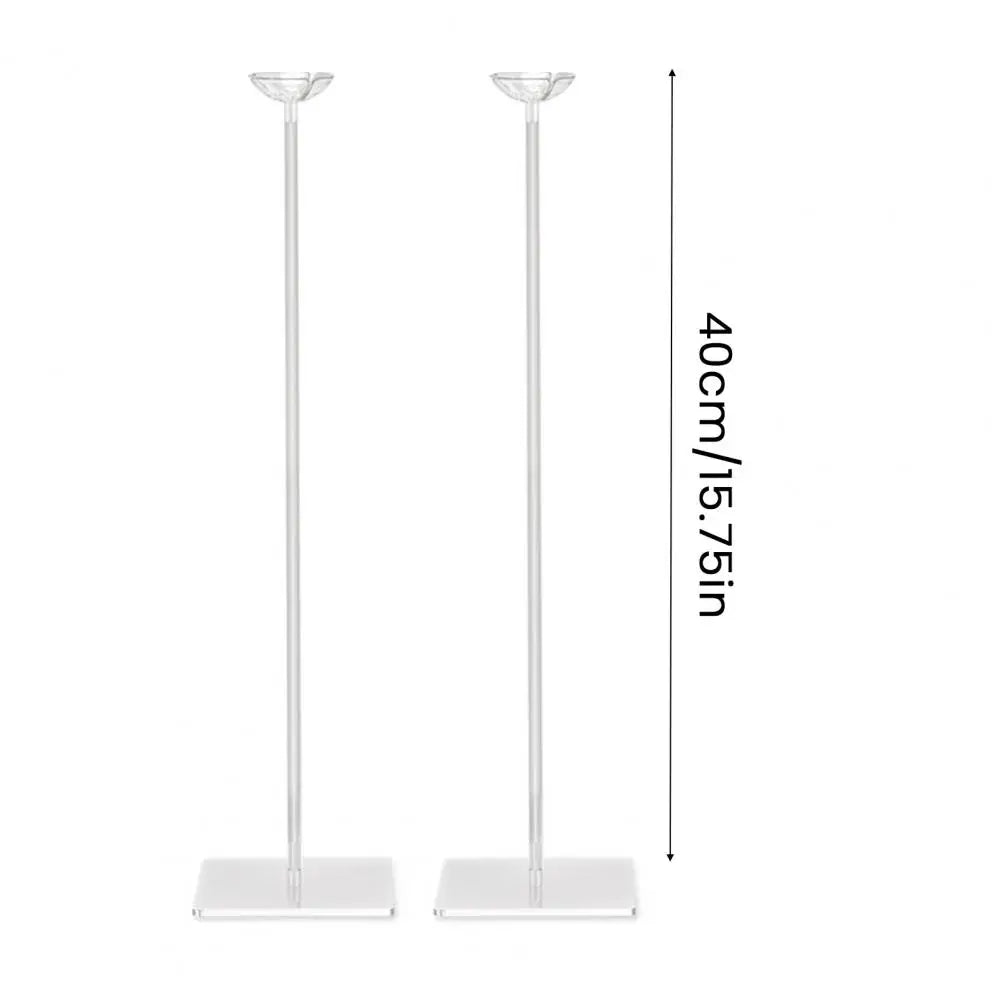A set of clear acrylic balloon stands with a height of 40cm and a diameter of 15.75 inches.