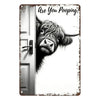 Impression vintage, gros plan sur le visage d'une vache avec le texte : 'Are You Pooping?'