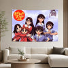 Anime wall tapestry featuring characters from Azumanga Daioh in a vibrant style