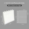A clear, vertical 2-grid photo card holder with ten sheets of inner pages shown in a side view.