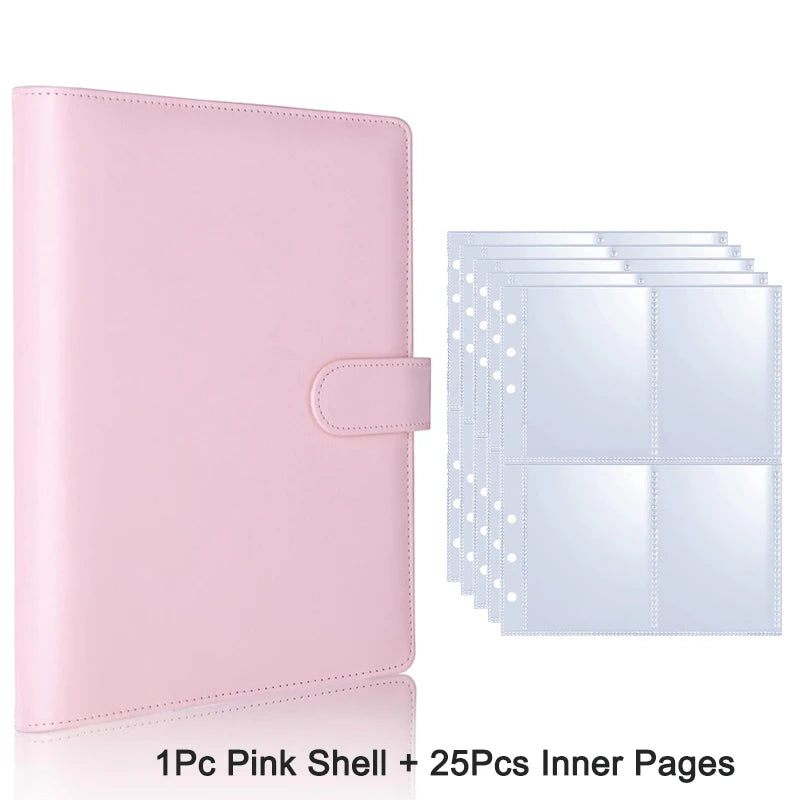 Pink shell album binder with 25 inner pages for Kpop photocards