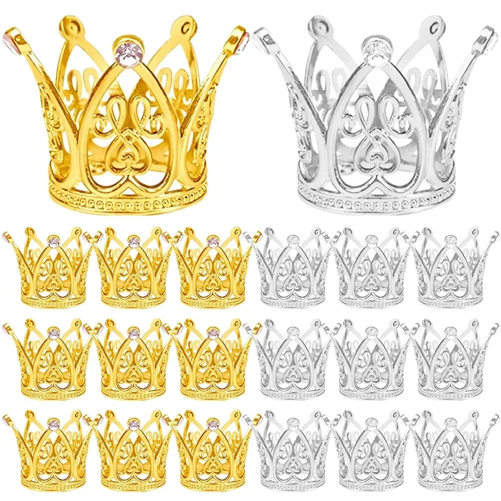 Mini Pearl Crown Cake Toppers for Weddings & Parties