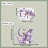 A sheet of butterfly fairy moon wall decals showing a purple butterfly and a woman under a crescent moon
