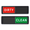 Two rectangular magnetic signs, one red labeled DIRTY and one green labeled CLEAN.