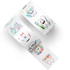 A roll of cartoon tooth fairy stickers featuring various cute tooth-themed illustrations for kids and teens.