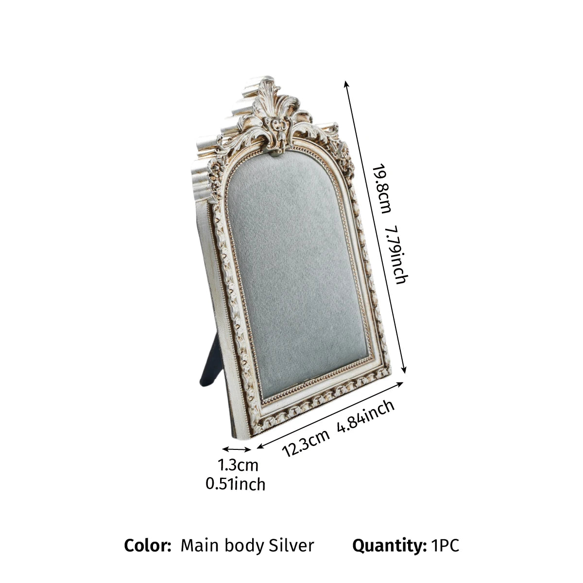 European-Style Velvet Jewelry Display Stand with Silver-Plated Floral Detail