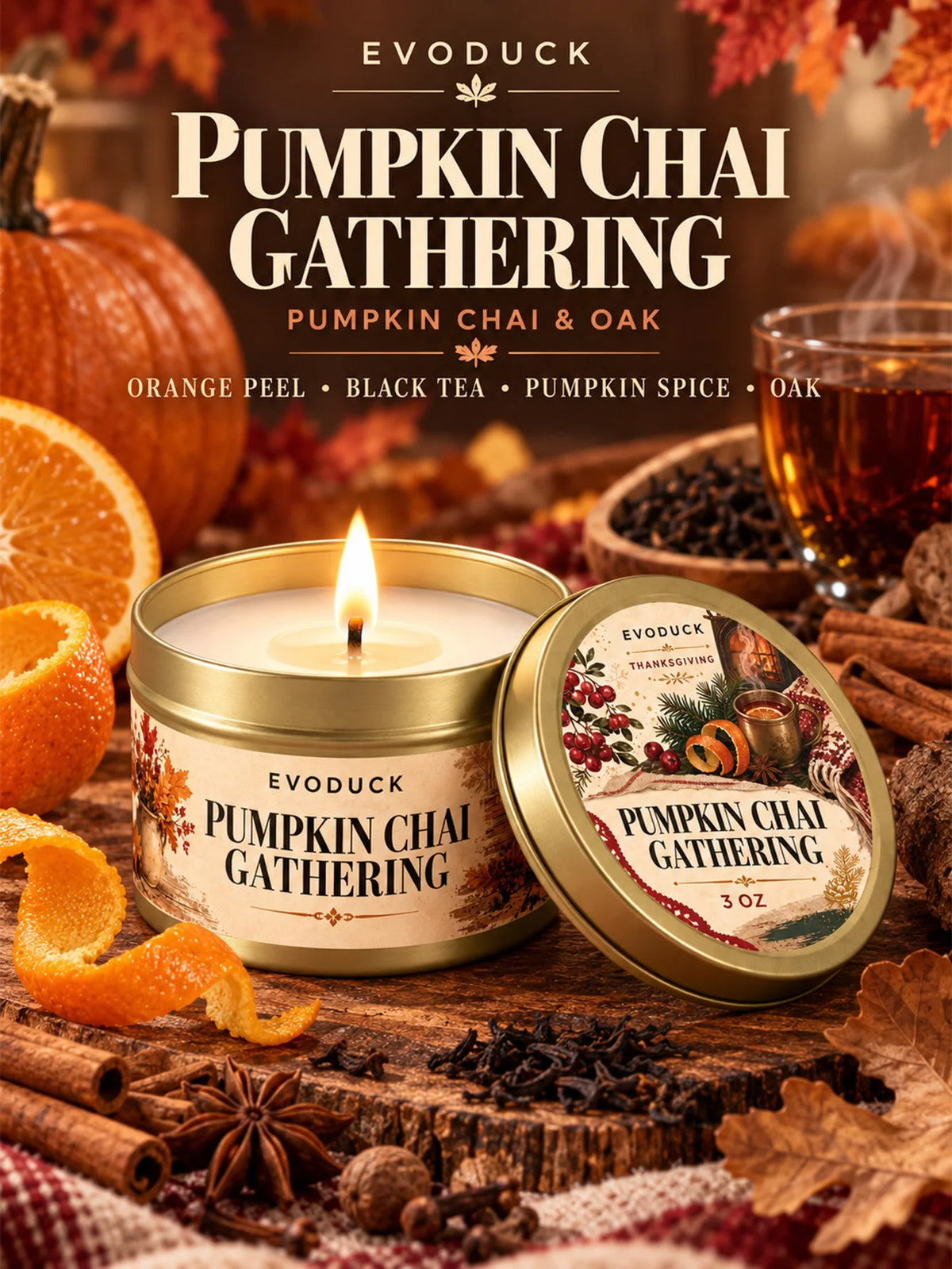 Orange Loaf Scented Candle Set in Gold Tins (4-Pack)
