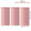 Three pink plastic background curtains with a sequin glitter pattern for events