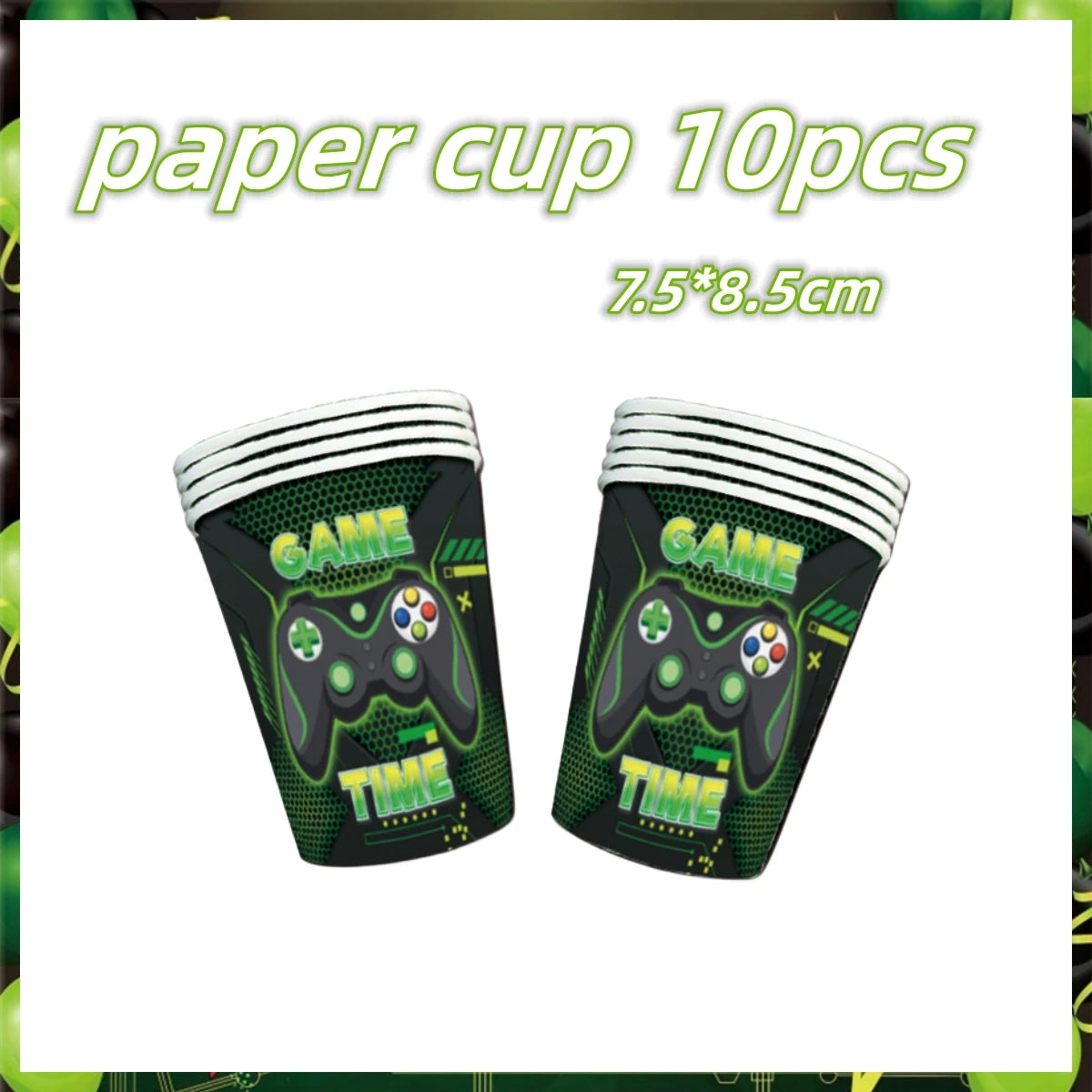 Green Video Game Birthday Party Supplies Kit with Gamepad Balloons