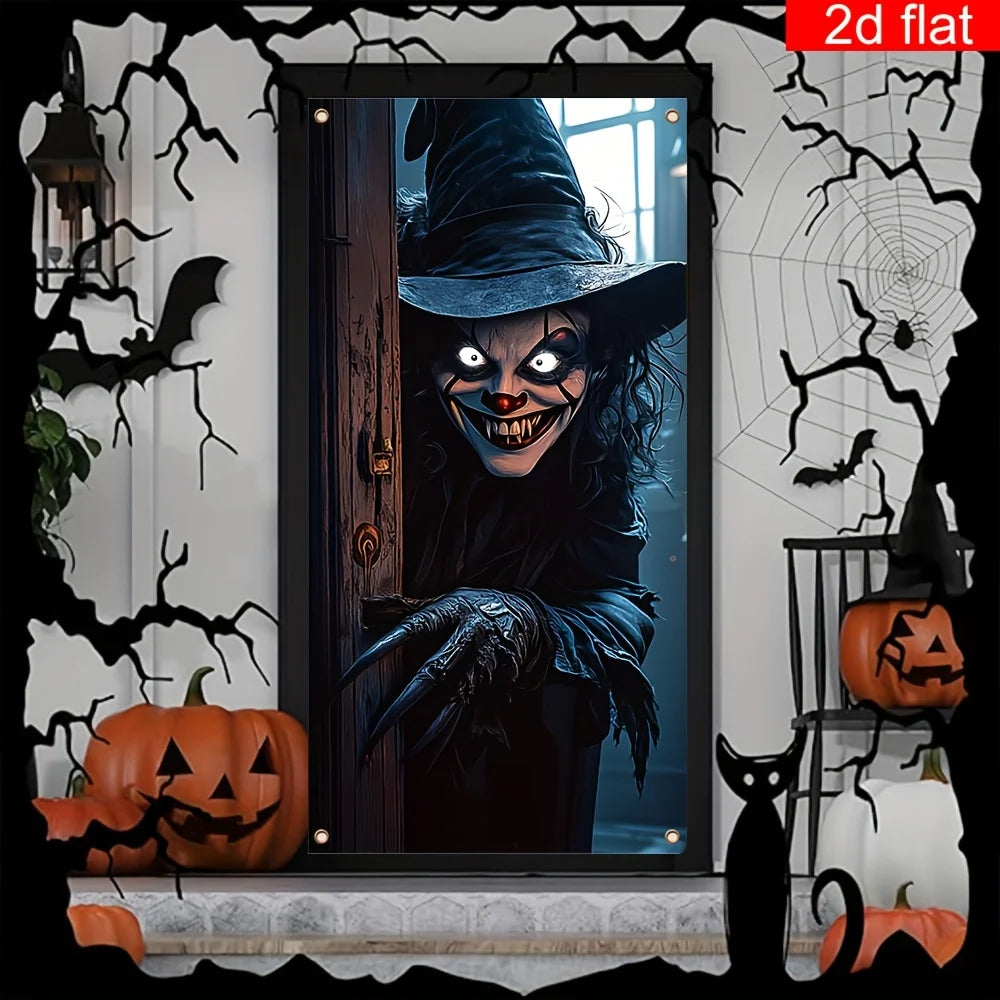 Spooky Halloween Witch Door Banner - Oversized Outdoor Décor