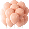A cluster of light peach latex balloons tied together for a celebration