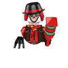 Horror movie icon building blocks set featuring a character with black and red attire and a menacing grin