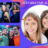 Two girls smiling while wearing glowing flower wreath headbands with LEDs