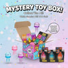 A box of mystery toys and squishy stress relief items with various colorful squishies and accessories.