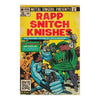 A vintage hip-hop canvas art poster featuring the title RAPP SNITCH KNISHES in bright yellow and red text.