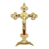 Golden Crucifix Figurine with Enamel Accents