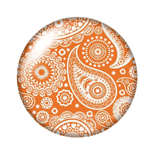 Round Leaf Pattern Flat Back Glass Cabochons for Jewelry Making