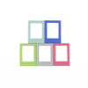 A set of five magnetic mini photo frames in pastel colors: mint green, light blue, purple, gray, and pink.