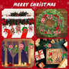 A festive display of wooden candy cane ornaments, including a wreath, Christmas tree, and various decorative items.