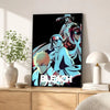 A dark framed poster featuring characters from the anime Bleach in a dynamic, stylized illustration.