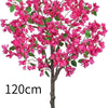 Lebhaftes künstliches Bougainvillea-Baum mit leuchtend pinken Blüten und grünen Blättern, 120 cm hoch.