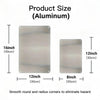 Aluminiumproduktgrößen gezeigt, darunter Optionen in 16, 12 und 8 Zoll mit abgerundeten Ecken.