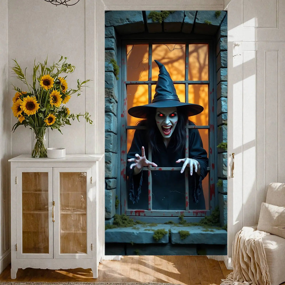 Large Halloween Witch Door Banner with Classic Spooky Design