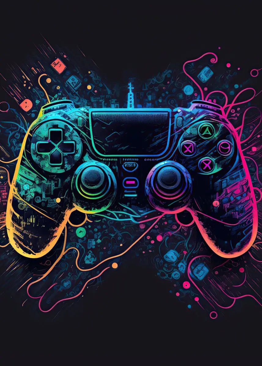 Neon Gamer Controller Diamond Painting Kit