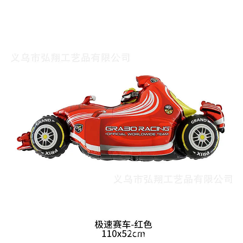 Red racing car party decoration set for birthday celebrations