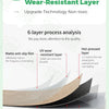 Diagram showing a 6-layer process analysis of a high-density SXP wear-resistant layer for wood grain peel-and-stick stickers.