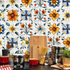 A collection of self-adhesive waterproof wall decals featuring colorful floral patterns on a white background.