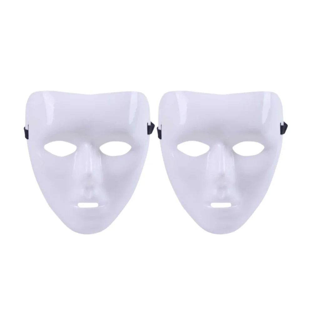 A pair of white performance mask for dance, cosplay, and Halloween