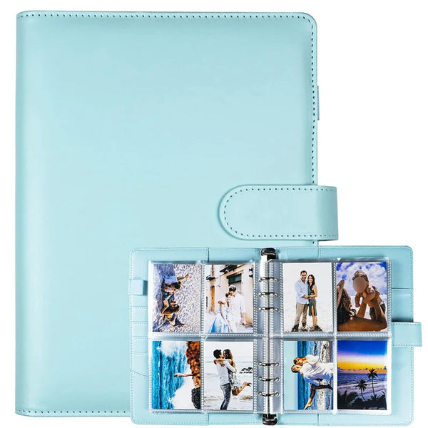 Blaues wiederverwendbares A5 Kpop-Fotocard-Album-Binderschale mit klaren Kunststoffhüllen.