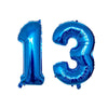 Silver helium foil number balloons shaped like the numbers 1 and 3