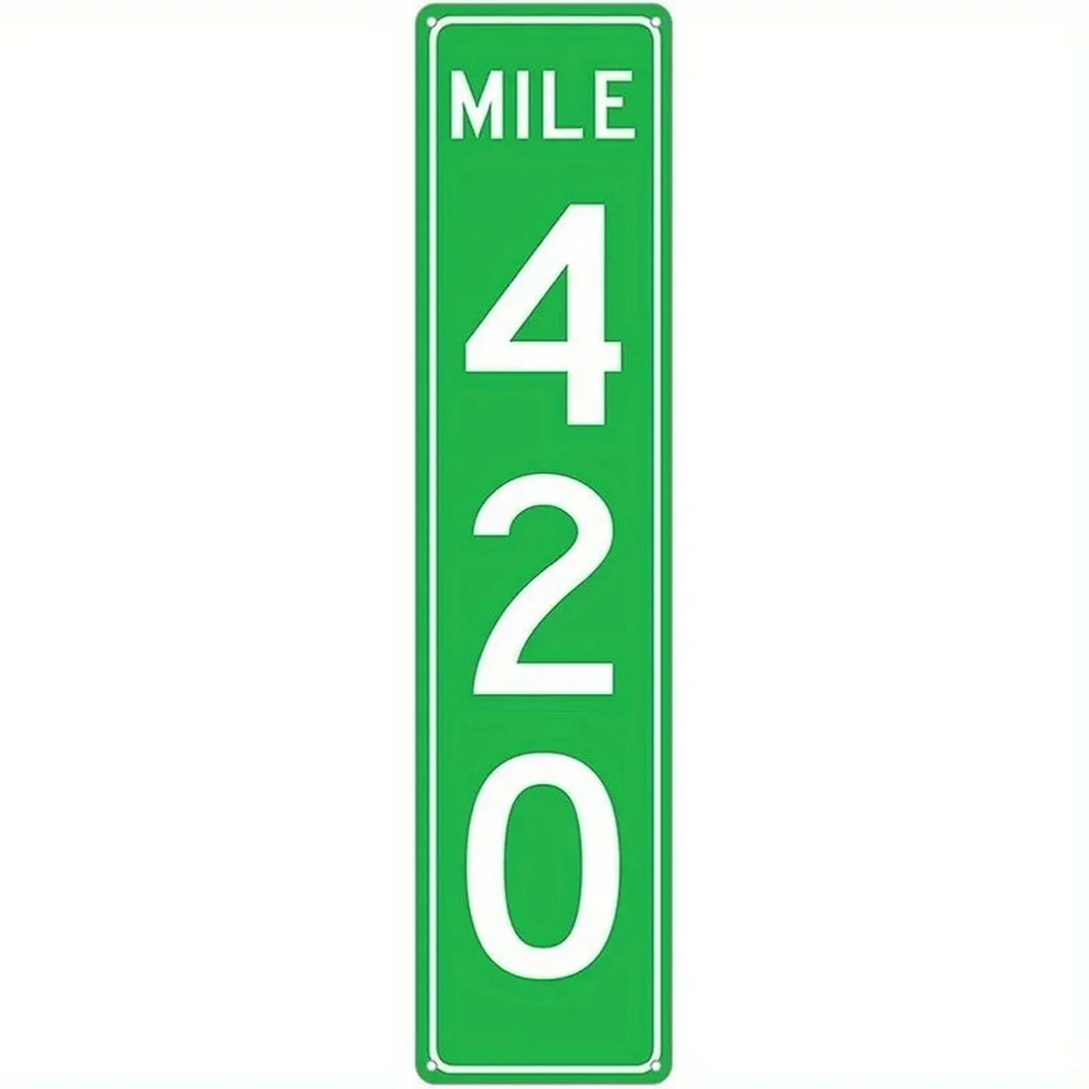 A vertical green mile marker sign indicating mile 420.