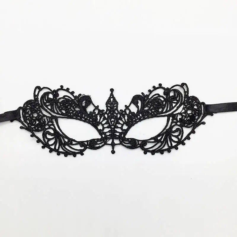 Elegant black lace half face mask for masquerade and costume parties