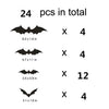 A list of 24 pieces of bat wall stickers, with quantities specified for different sizes.
