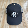 Black embroidered star hip-hop baseball cap with silver and yellow detailing