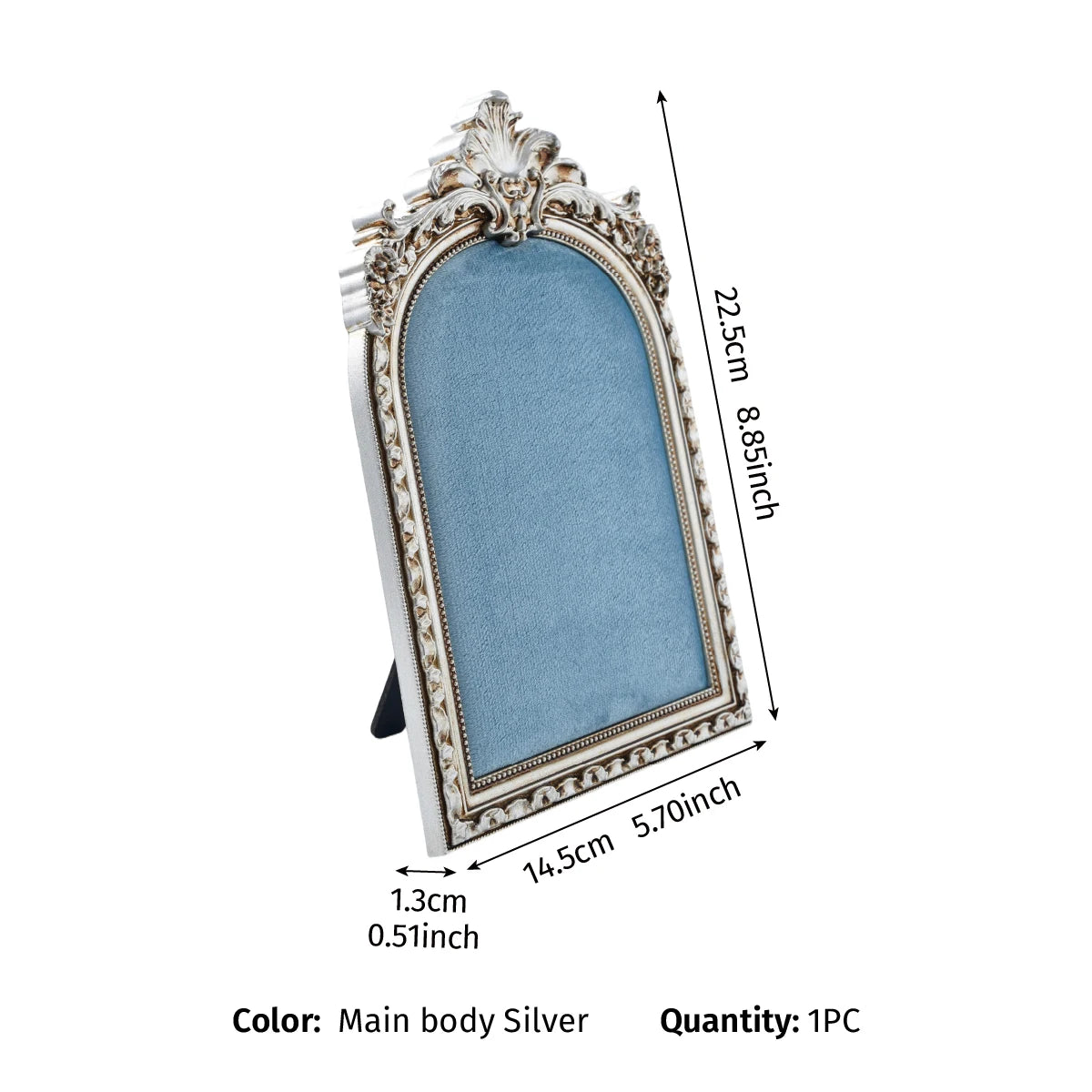 European-Style Velvet Jewelry Display Stand with Silver-Plated Floral Detail