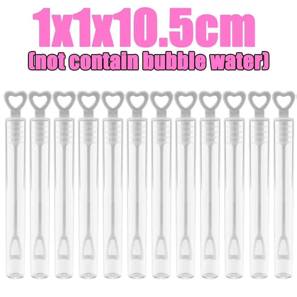 A set of heart-shaped clear plastic bubble wands measuring 1x1x10.5cm