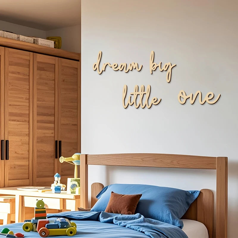 Dream Big Little One Wooden Wall Sign for Kids' Rooms