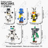 A set of five Nightmarion-like characters made from building blocks, showing various assembled models.